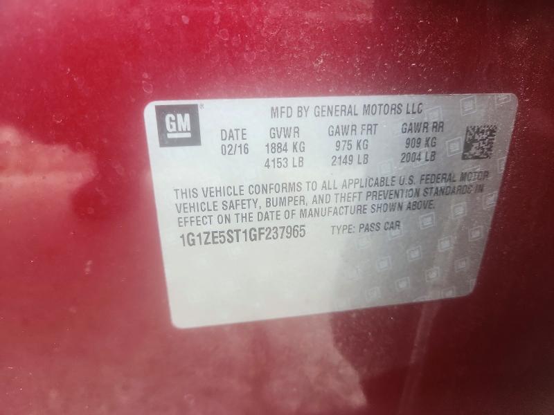 67894606 :رقم المزاد ، 1G1ZE5ST1GF237965 vin ، 2016 Chevrolet Malibu مزاد بيع