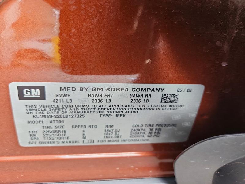 2020 Buick Encore Gx მანქანა იყიდება აუქციონზე, vin: KL4MMFS20LB127325, აუქციონის ნომერი: 67506076