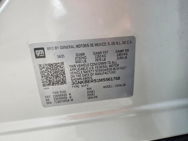 Aukcja sprzedaży 2021 Chevrolet Blazer, vin: 3GNKBERS1MS561768, numer aukcji: 70502726