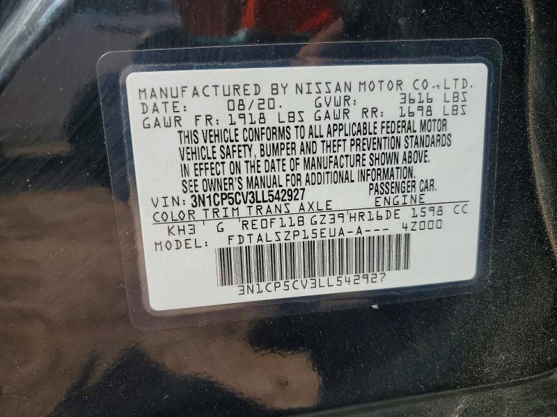 2020 Nissan Kicks მანქანა იყიდება აუქციონზე, vin: 3N1CP5CV3LL542927, აუქციონის ნომერი: 69169796