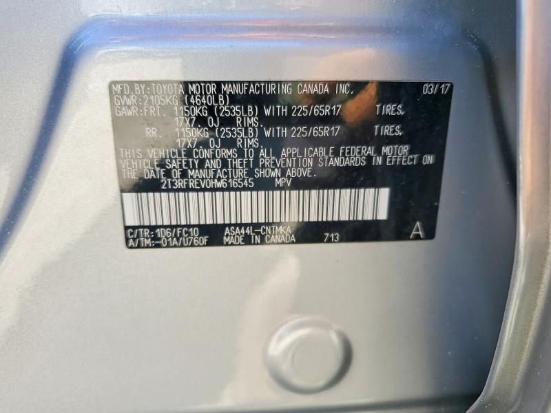 Продаж на аукціоні авто 2017 Toyota Rav4, vin: 2T3RFREV0HW616545, номер лоту: 69364836