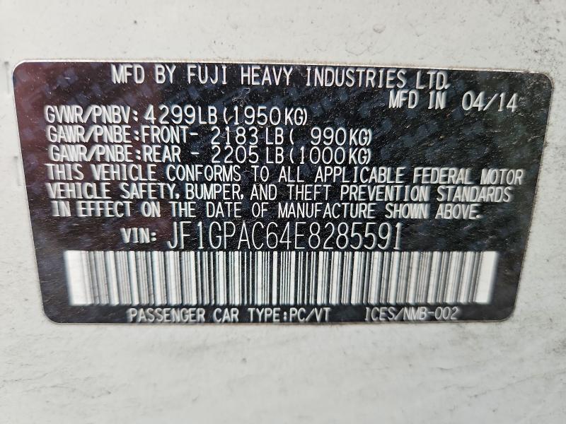 2014 Subaru Impreza მანქანა იყიდება აუქციონზე, vin: JF1GPAC64E8285591, აუქციონის ნომერი: 70523246