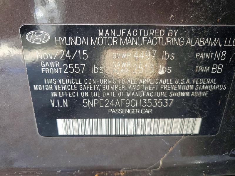 Aukcja sprzedaży 2016 Hyundai Sonata, vin: 5NPE24AF9GH353537, numer aukcji: 70349446