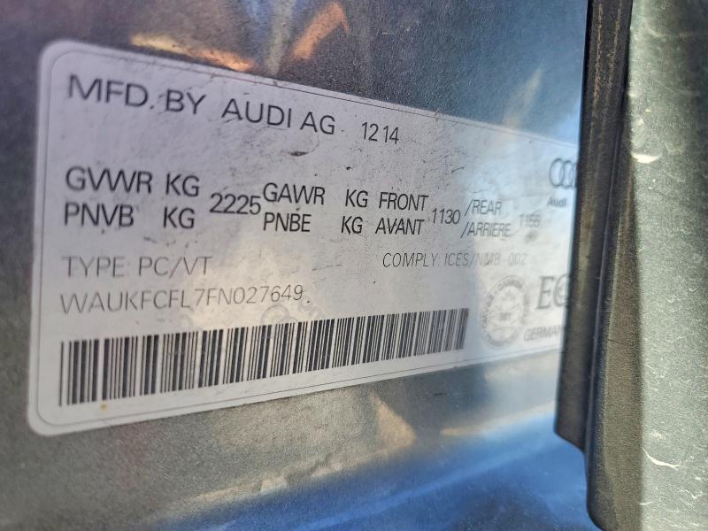 69187376 :رقم المزاد ، WAUKFCFL7FN027649 vin ، 2015 Audi A4 مزاد بيع