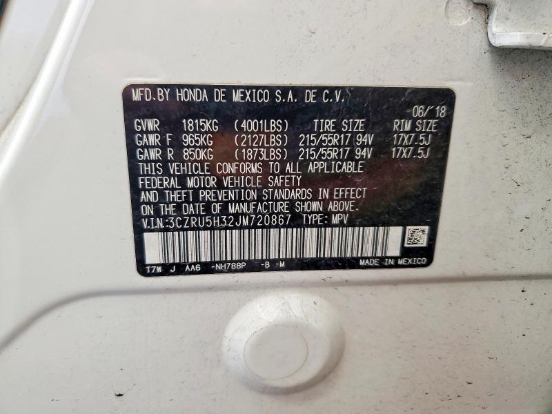 Продаж на аукціоні авто 2018 Honda Hr-v, vin: 3CZRU5H32JM720867, номер лоту: 69083366
