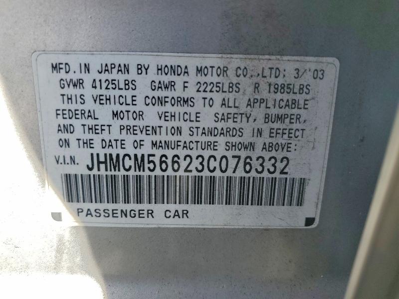 Aukcja sprzedaży 2003 Honda Accord, vin: JHMCM56623C076332, numer aukcji: 70299776
