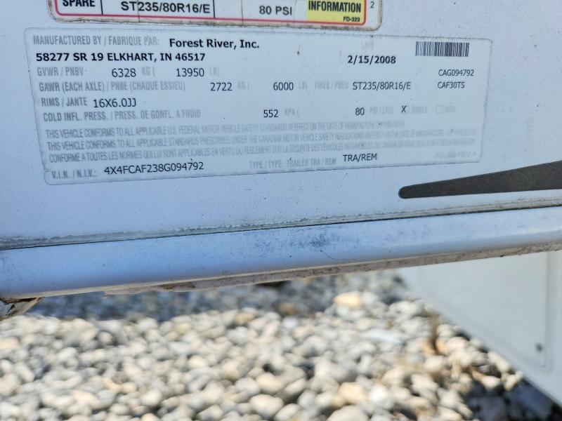 2008 Foresriver Cardinal მანქანა იყიდება აუქციონზე, vin: 4X4FCAF238G094792, აუქციონის ნომერი: 69712856