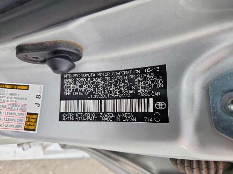68789826 :رقم المزاد ، JTDKN3DU1D5652272 vin ، 2013 Toyota Prius مزاد بيع