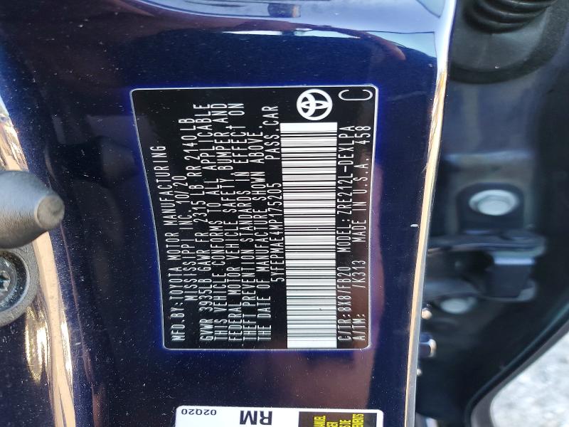 70169876 :رقم المزاد ، 5YFEPMAE4MP175205 vin ، 2021 Toyota Corolla مزاد بيع
