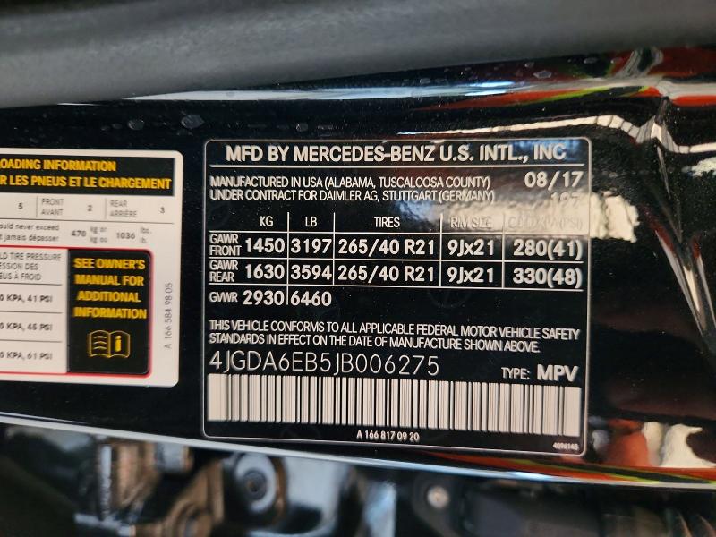 Aukcja sprzedaży 2018 Mercedes-benz Gle, vin: 4JGDA6EB5JB006275, numer aukcji: 66920236