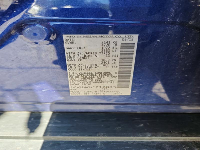 Aukcja sprzedaży 2019 Nissan Rogue, vin: 5N1AT2MV1KC717095, numer aukcji: 65937246