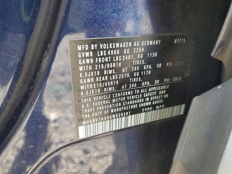 Продаж на аукціоні авто 2016 Volkswagen Tiguan, vin: WVGBV7AX6GW526201, номер лоту: 68340196