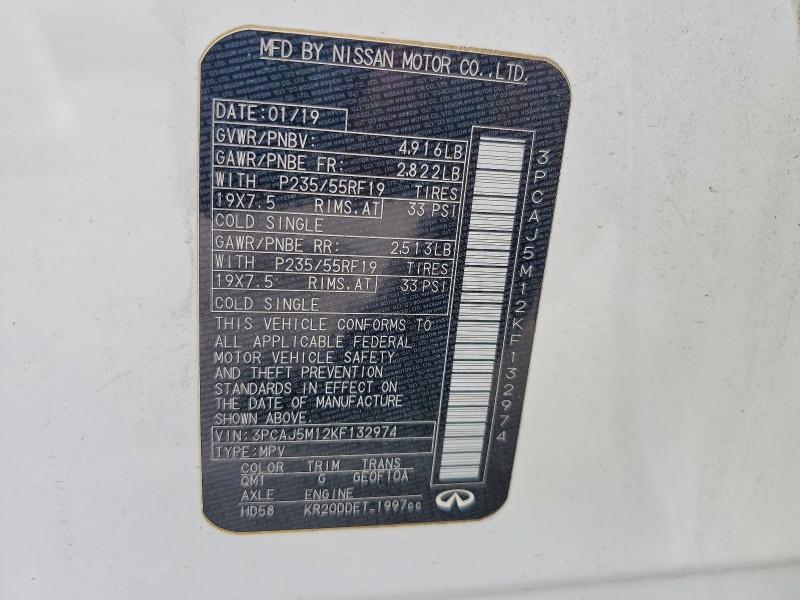 Aukcja sprzedaży 2019 Infiniti Qx50, vin: 3PCAJ5M12KF132974, numer aukcji: 66820546