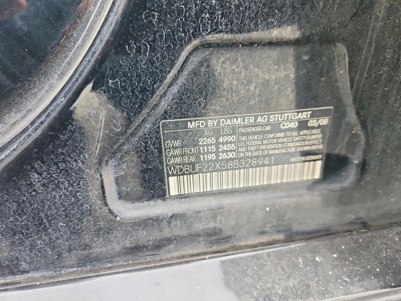 Aukcja sprzedaży 2008 Mercedes-benz E, vin: WDBUF22X58B328941        , numer aukcji: 69293716