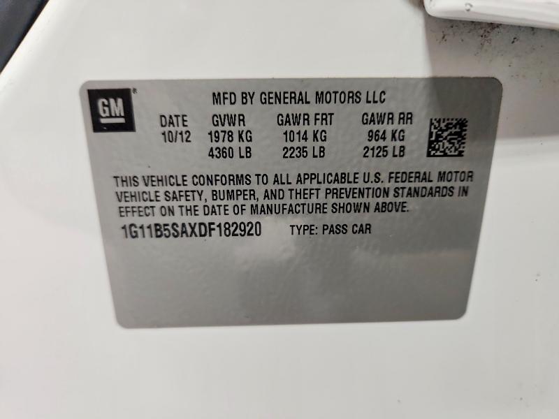 Продаж на аукціоні авто 2013 Chevrolet Malibu, vin: 1G11B5SAXDF182920, номер лоту: 70492906