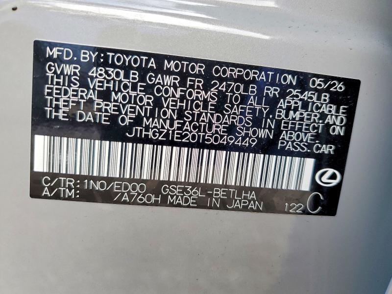 Aukcja sprzedaży 2026 Lexus Is 350, vin: JTHGZ1E20T5049449, numer aukcji: 68546506