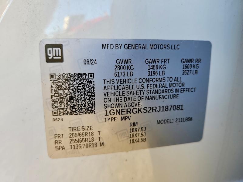 Auction sale of the 2024 Chevrolet Traverse, vin: 1GNERGKS2RJ187081, lot number: 68276586