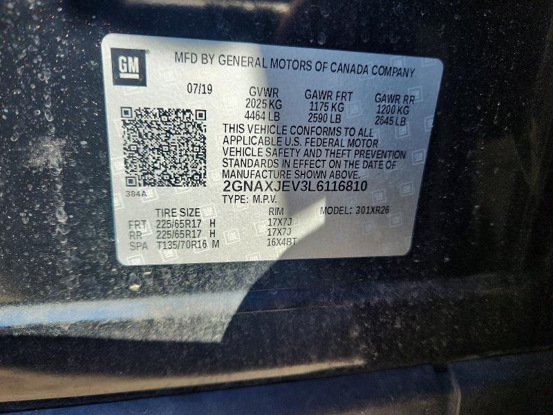 Aukcja sprzedaży 2020 Chevrolet Equinox, vin: 2GNAXJEV3L6116810, numer aukcji: 70691546