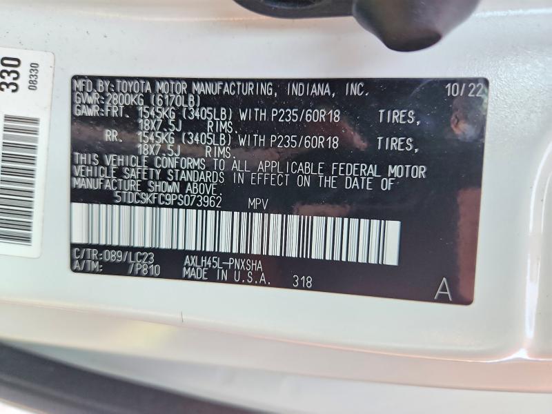 2023 Toyota Sienna მანქანა იყიდება აუქციონზე, vin: 5TDCSKFC9PS073962, აუქციონის ნომერი: 67999126