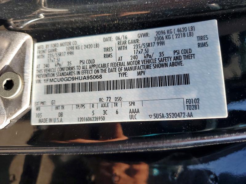 2017 Ford Escape მანქანა იყიდება აუქციონზე, vin: 1FMCU0GD9HUA95068, აუქციონის ნომერი: 68551436