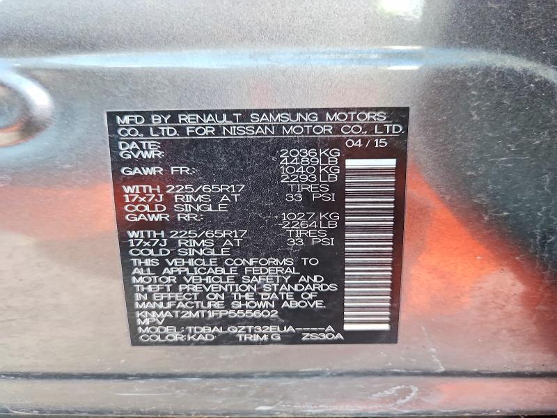 68605566 :رقم المزاد ، KNMAT2MT1FP555602 vin ، 2015 Nissan Rogue مزاد بيع