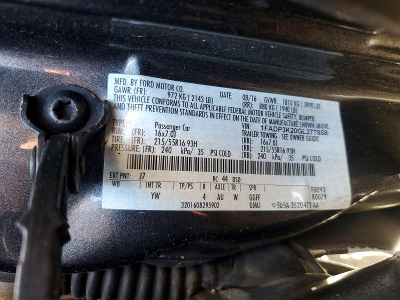 Продажа на аукционе авто 2016 Ford Focus, vin: 1FADP3K20GL377858, номер лота: 68574226