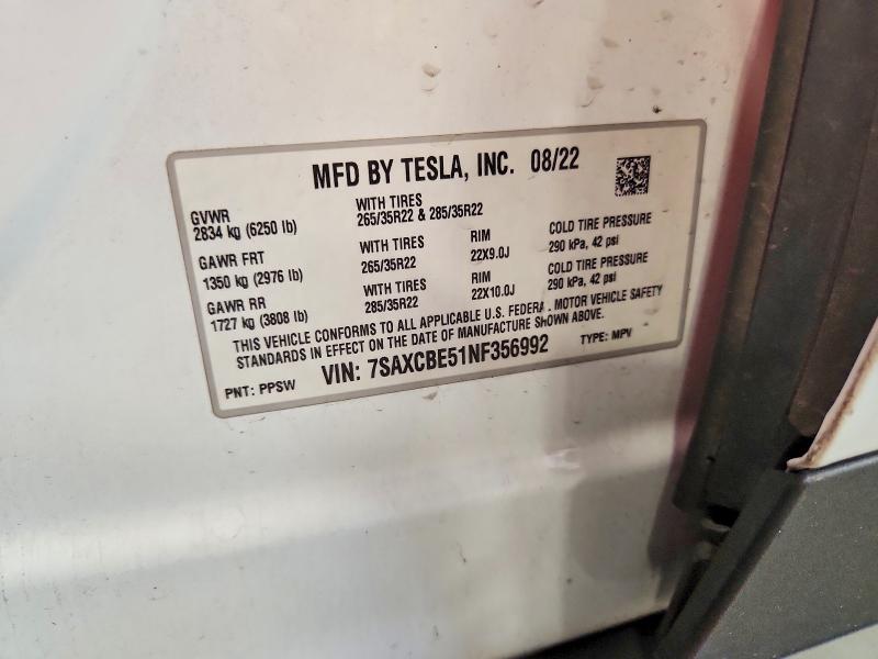 Продажа на аукционе авто 2022 Tesla Model X, vin: 7SAXCBE51NF356992, номер лота: 67490676