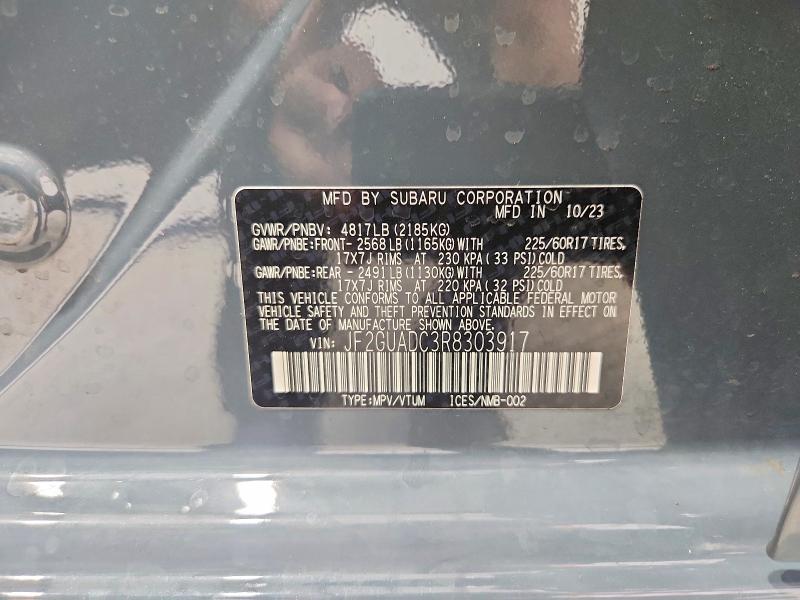 Продаж на аукціоні авто 2024 Subaru Crosstrek, vin: JF2GUADC3R8303917, номер лоту: 70370666