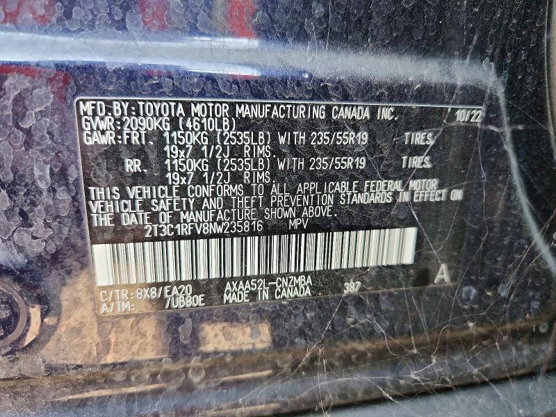 Продажа на аукционе авто 2022 Toyota Rav4, vin: 2T3C1RFV8NW235816, номер лота: 70478496