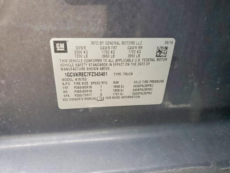 2015 Chevrolet Silverado მანქანა იყიდება აუქციონზე, vin: 1GCVKREC7FZ343481, აუქციონის ნომერი: 70183436