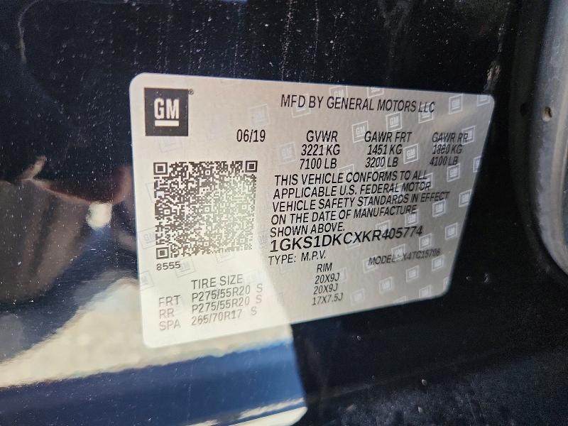 Aukcja sprzedaży 2019 Gmc Yukon, vin: 1GKS1DKCXKR405774, numer aukcji: 67911206