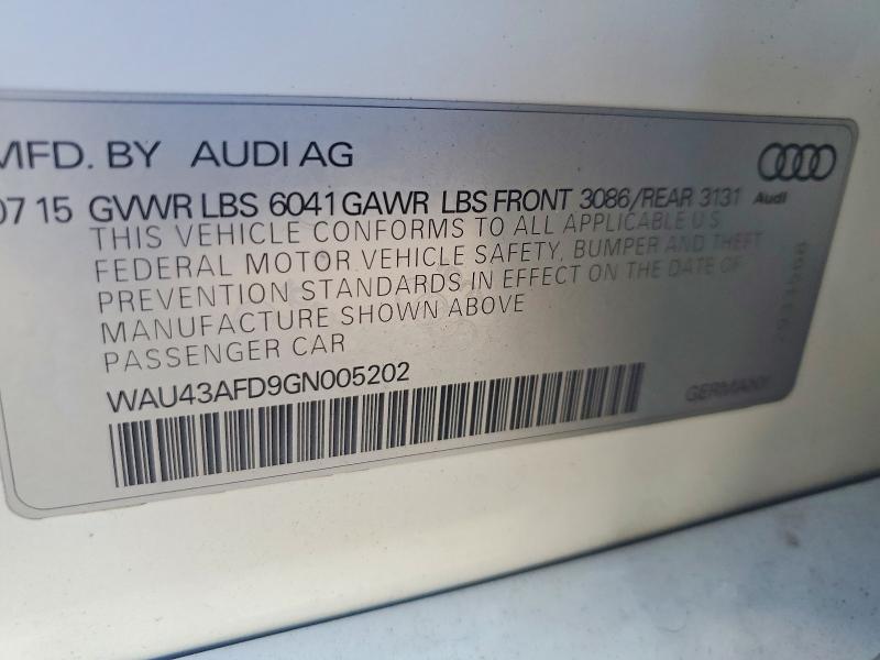 67571646 :رقم المزاد ، WAU43AFD9GN005202 vin ، 2016 Audi A8 مزاد بيع