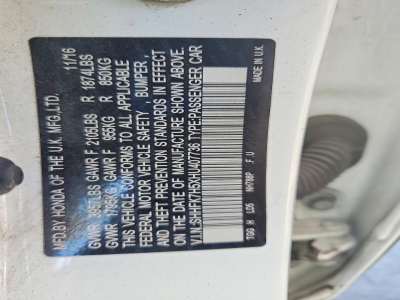 Продаж на аукціоні авто 2017 Honda Civic, vin: SHHFK7H5XHU407736, номер лоту: 67928786