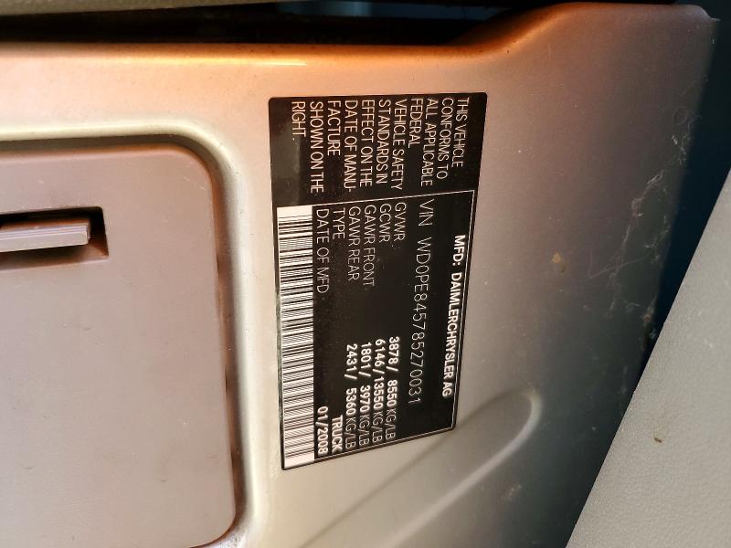 67351276 :رقم المزاد ، WD0PE845785270031 vin ، 2008 Dodge Sprinter مزاد بيع