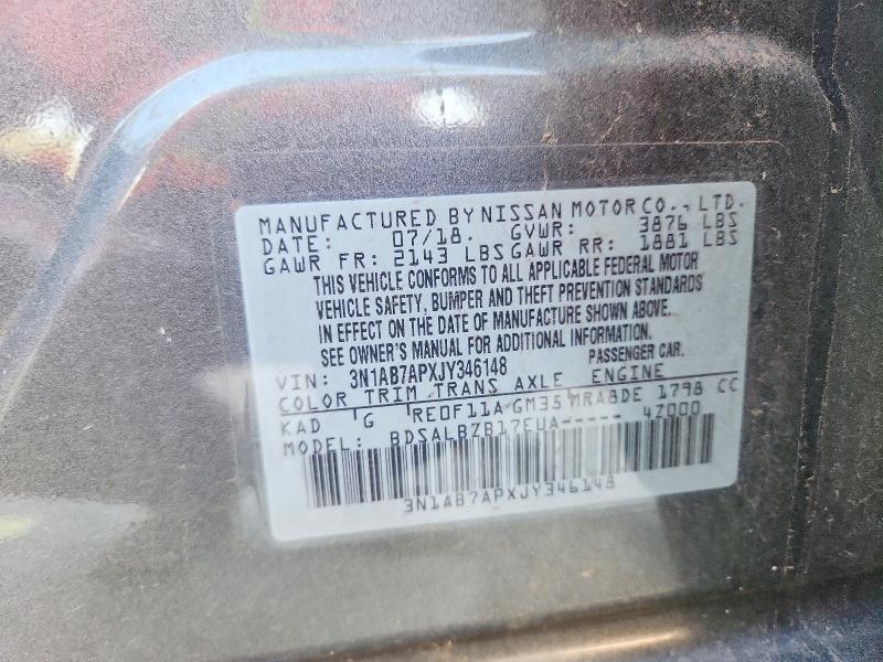 Продаж на аукціоні авто 2018 Nissan Sentra, vin: 3N1AB7APXJY346148, номер лоту: 68626136