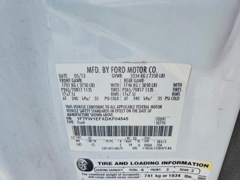 Продажа на аукционе авто 2013 Ford F150, vin: 1FTFW1EFXDKF04545, номер лота: 66965996