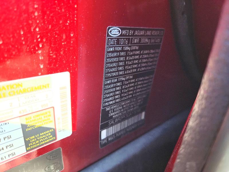 Продаж на аукціоні авто 2016 Land Rover Range Rover Sport, vin: SALWR2PF3GA119146, номер лоту: 67913186