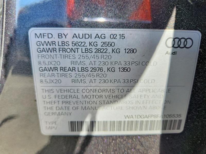 Продаж на аукціоні авто 2015 Audi Q5, vin: WA1DGAFP8FA105535, номер лоту: 67237736