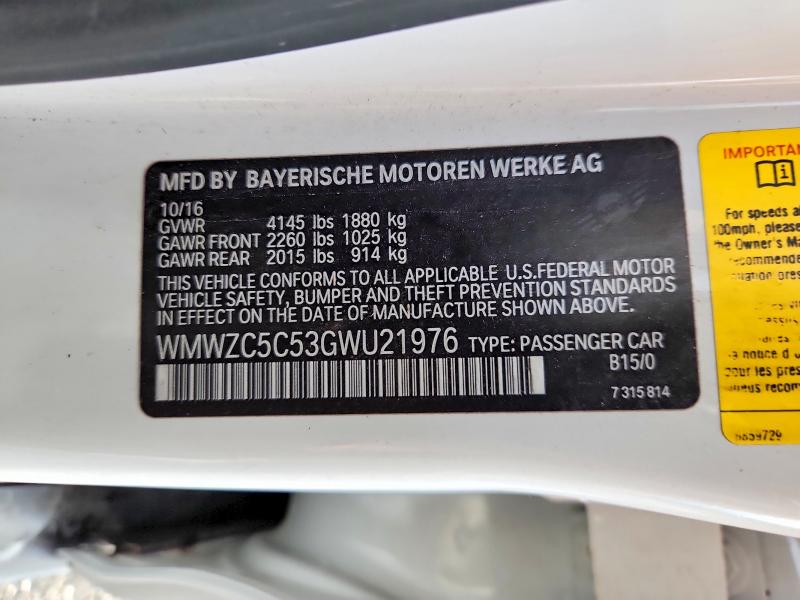 Auction sale of the 2016 Mini Cooper, vin: WMWZC5C53GWU21976, lot number: 68410006
