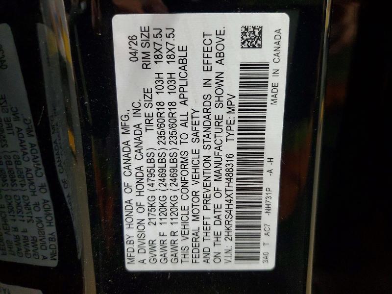 Aukcja sprzedaży 2026 Honda Cr-v, vin: 2HKRS4H4XTH488316, numer aukcji: 70765426