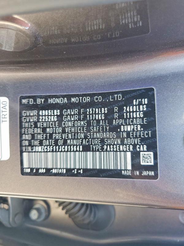 Aukcja sprzedaży 2018 Honda Clarity, vin: JHMZC5F11JC015648, numer aukcji: 70698036