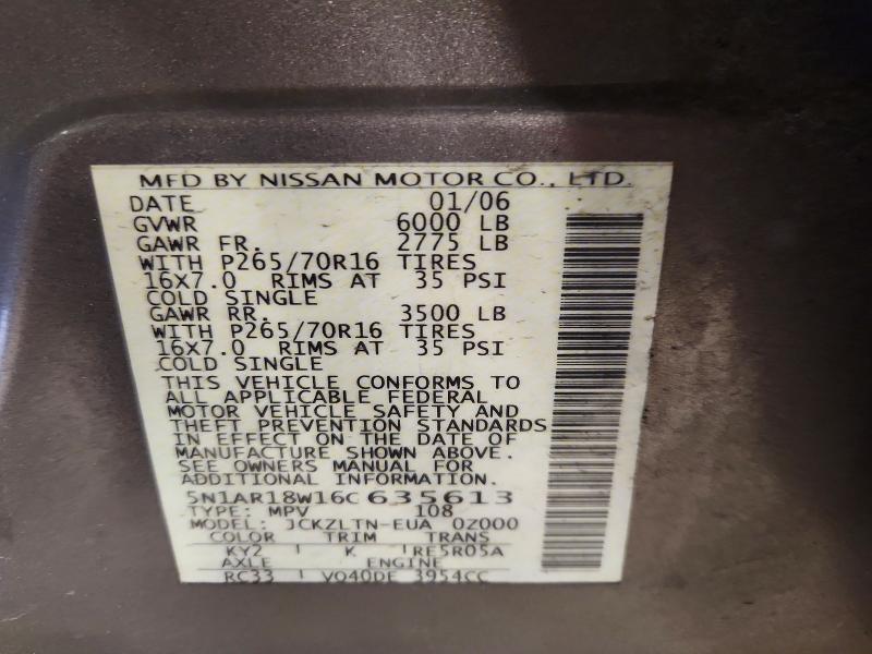 Aukcja sprzedaży 2006 Nissan Pathfinder, vin: 5N1AR18W16C635613, numer aukcji: 68707776