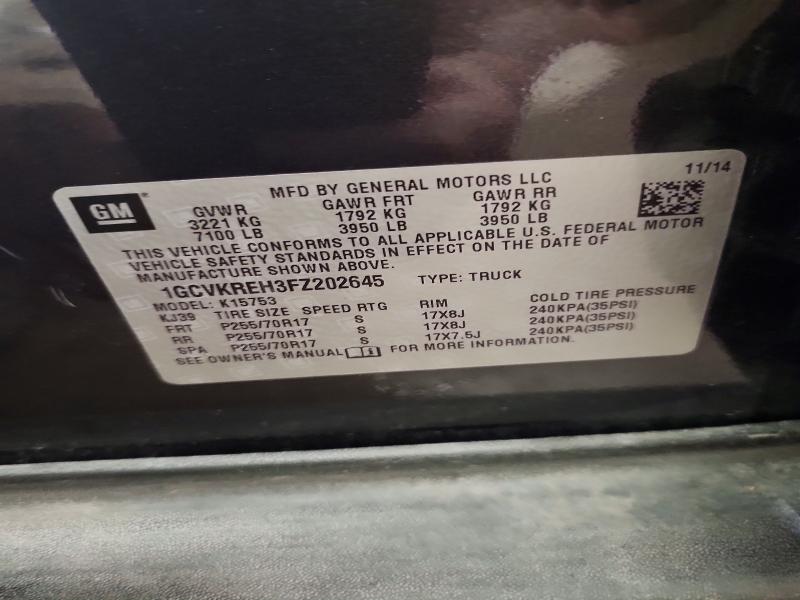 68216096 :رقم المزاد ، 1GCVKREH3FZ202645 vin ، 2015 Chevrolet Silverado مزاد بيع