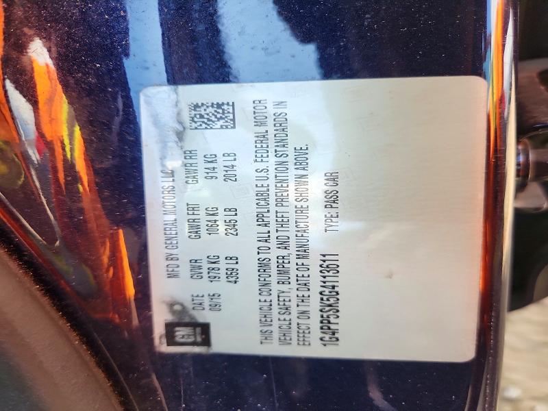 69698836 :رقم المزاد ، 1G4PP5SK5G4113611 vin ، 2016 Buick Verano مزاد بيع
