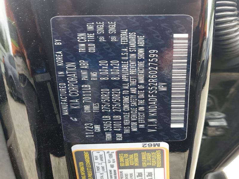 70572246 :رقم المزاد ، KNDADFS52R6027599 vin ، 2024 Kia Ev9 مزاد بيع