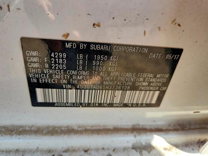 2017 Subaru Impreza მანქანა იყიდება აუქციონზე, vin: 4S3GTAD65H3736128, აუქციონის ნომერი: 69367456