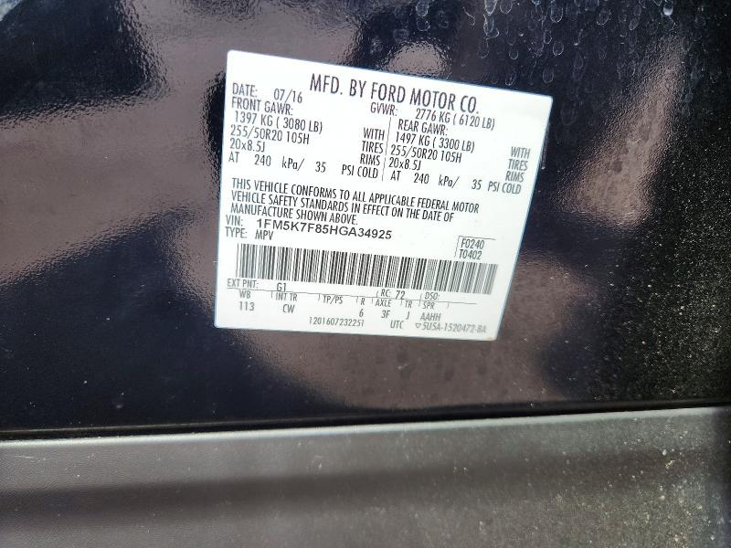 Aukcja sprzedaży 2017 Ford Explorer, vin: 1FM5K7F85HGA34925, numer aukcji: 70935476
