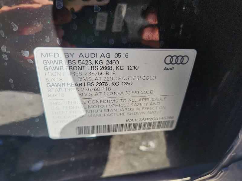 Auction sale of the 2016 Audi Q5, vin: WA1L2AFP2GA145766        , lot number: 68441606