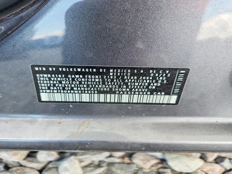Продажа на аукционе авто 2022 Volkswagen Jetta, vin: 3VWEM7BU8NM016659, номер лота: 68646166