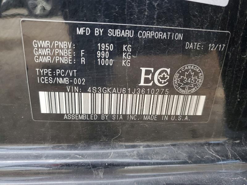 2018 Subaru Impreza მანქანა იყიდება აუქციონზე, vin: 4S3GKAU61J3610275, აუქციონის ნომერი: 68197816